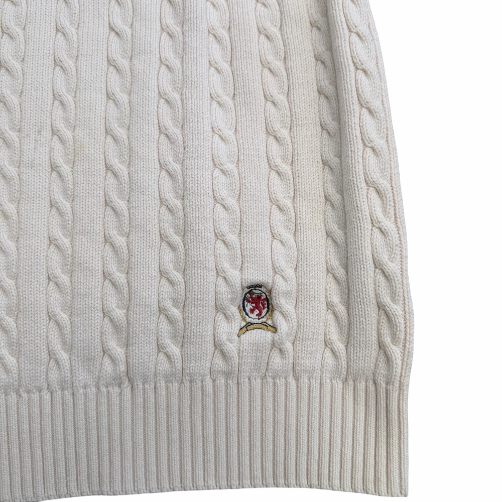 90s Tommy Hilfiger Crest Logo Cable Knit Sweater Vest - Picture 2 of 6